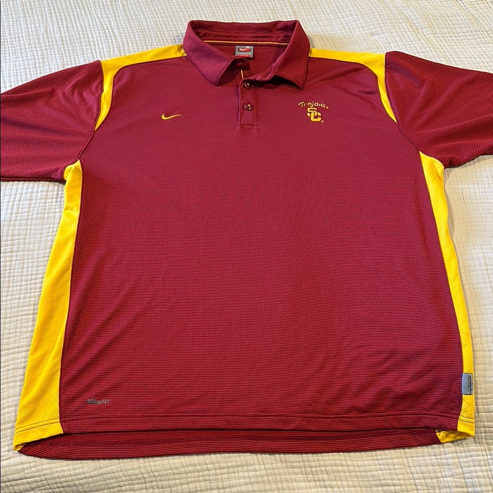 Nike USC Trojans Cardinal and Gold Men's Vintage Polo Shirt XL
